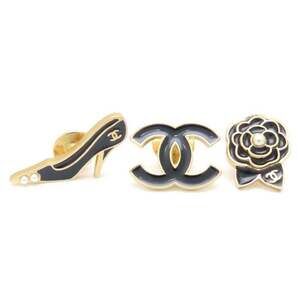 CHANEL Gold Logo Brooch